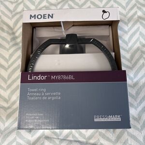 MOEN Lindor Towel Ring Matte Black MY8786BL Press Mark Easy Installation